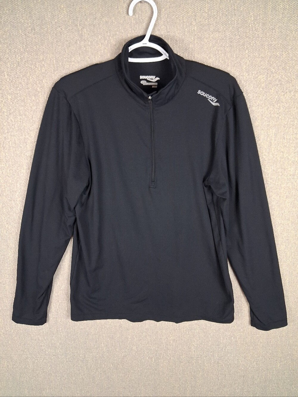 Saucony 1/4 Zip Pullover Mens Small Black Performance Running Training Gym
